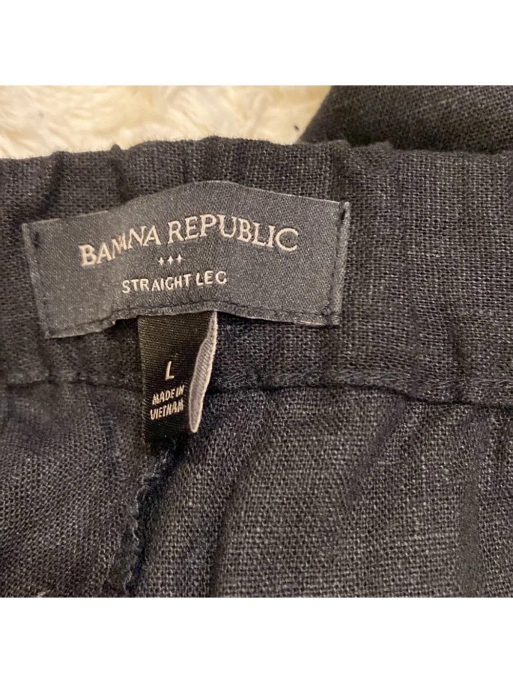 Banana Republic Black Linen Straight Leg Pull Up Pants Size Large
